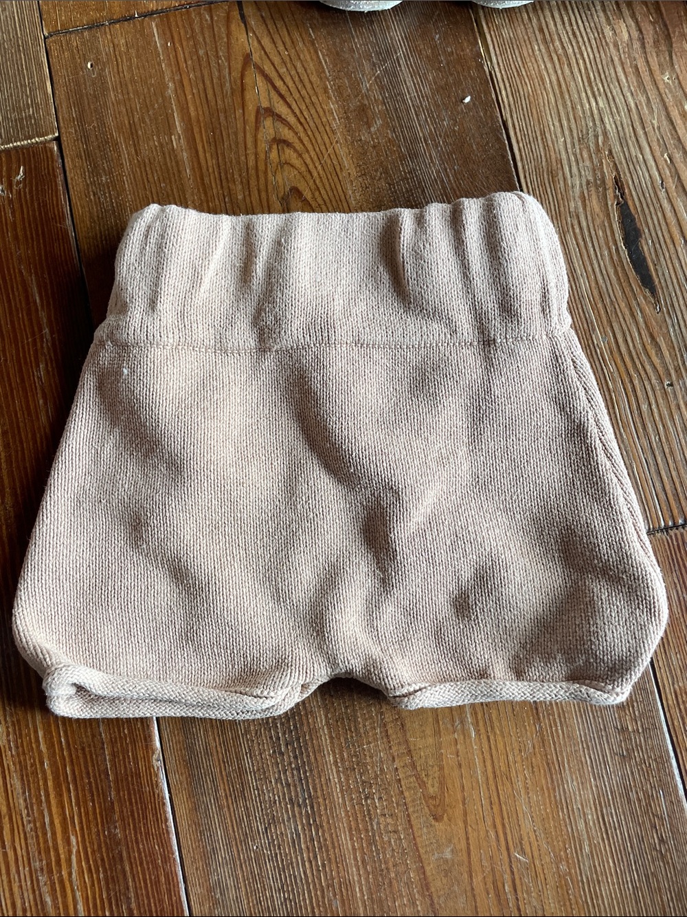 KINDLY 6-12M Cotton Knit Baby Shorts in Warm Camel